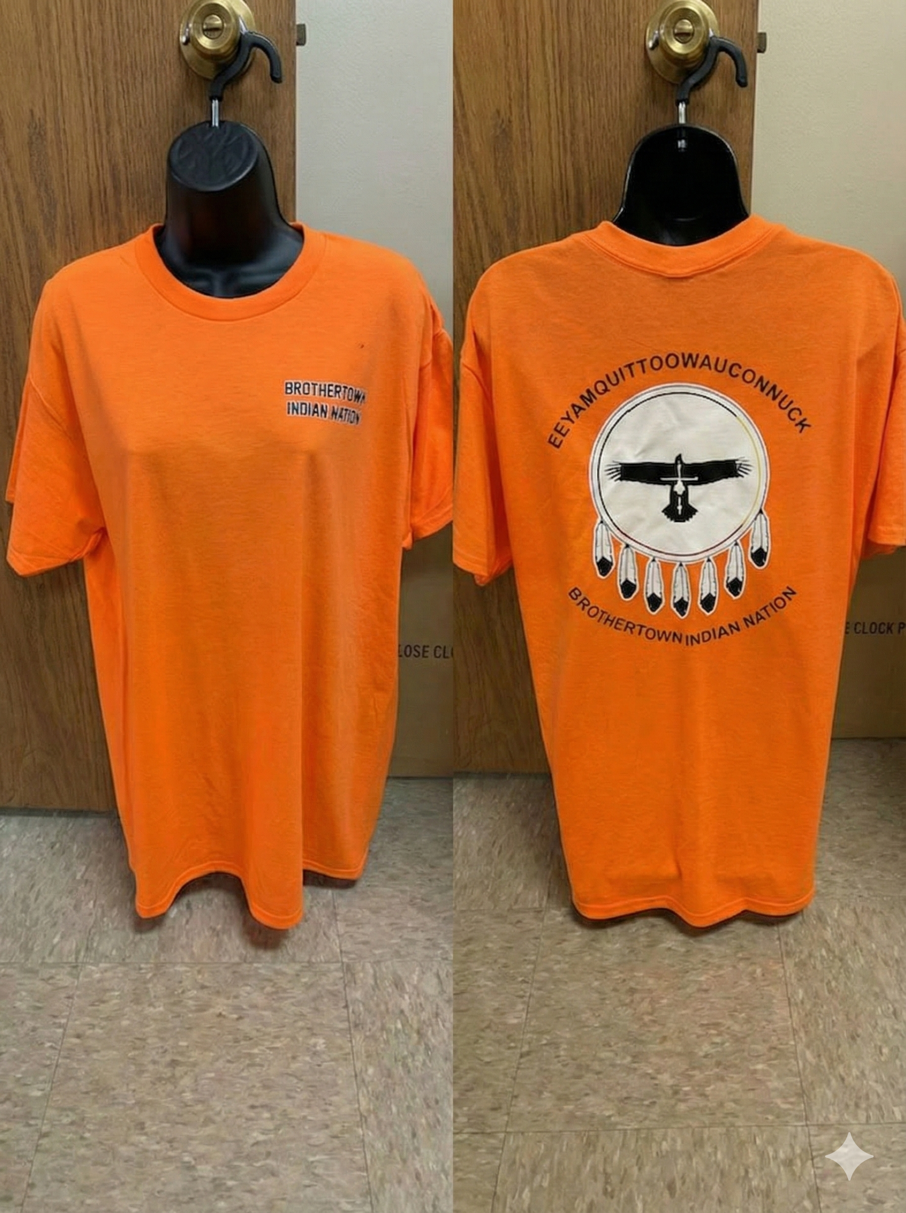 Orange Brothertown Logo T-Shirt Front And Back